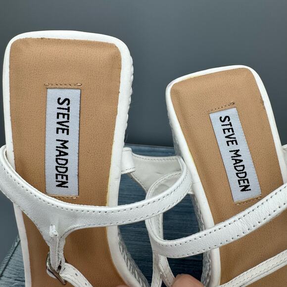 NEW Steve Madden Women’s Tory Twist Wedge Sandals White Size 10M - Picture 6 of 11